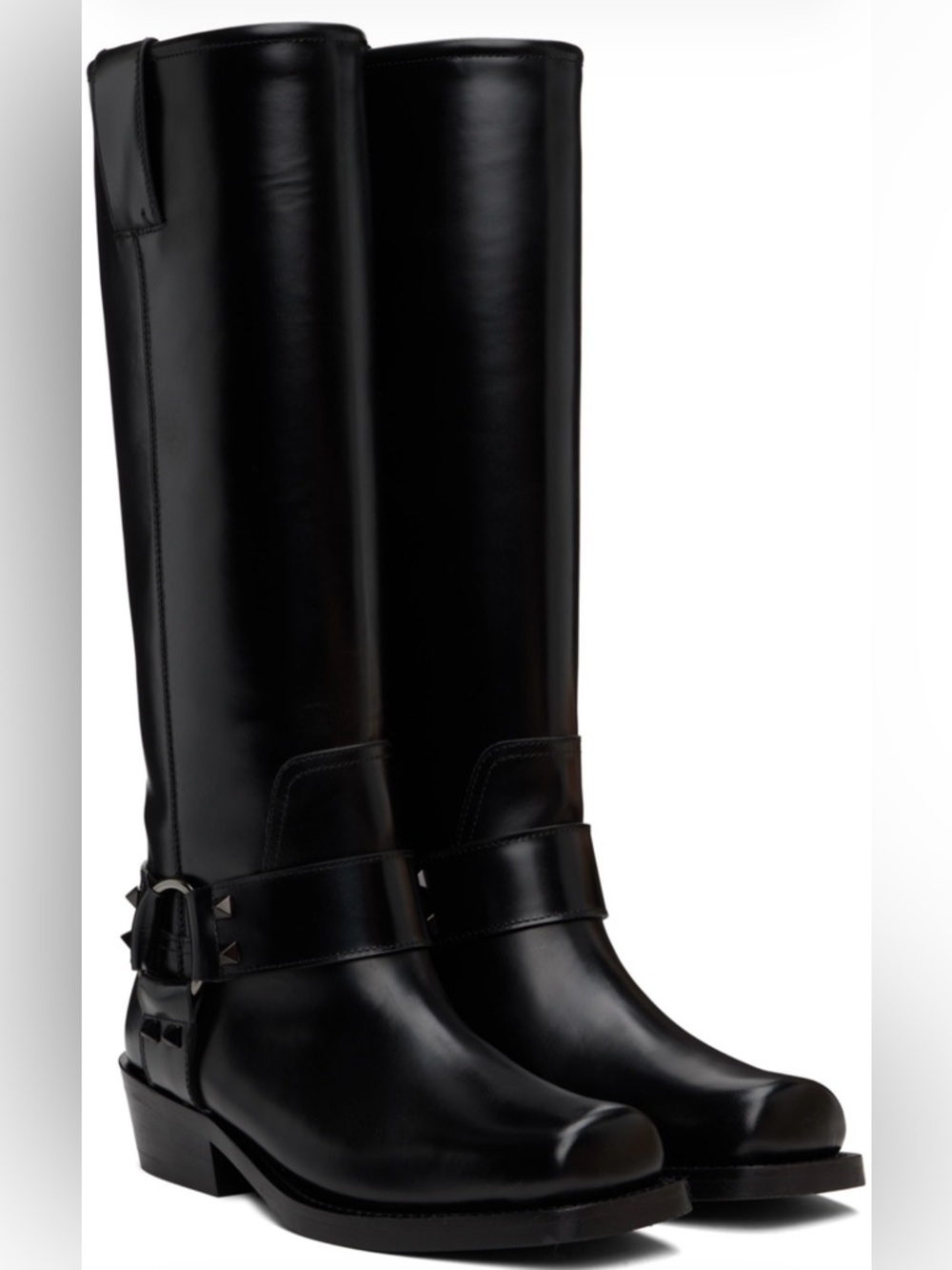 Valentino Garavani Black Rockstud Biker Boots